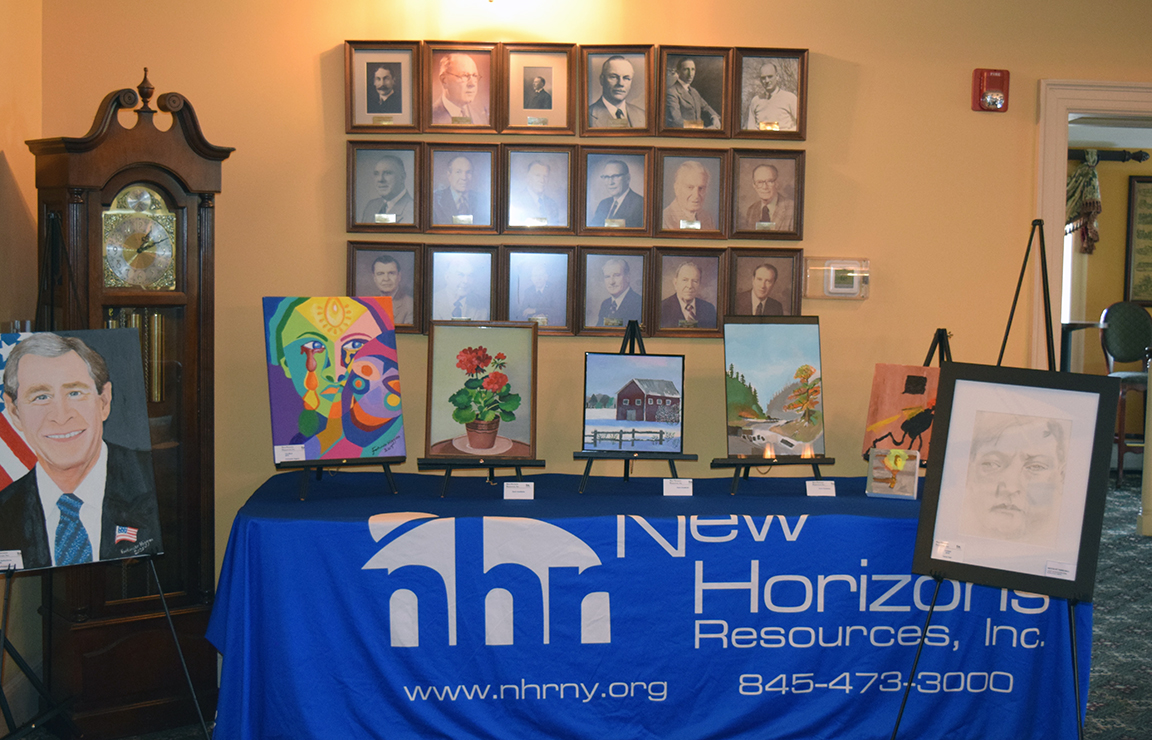 New Horizons staff and people we supported displayed their artwork at the reception after the golf tournament